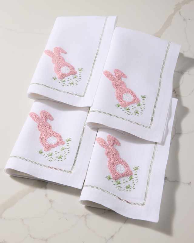 Cottontail Embroidered Napkins, Set of 4